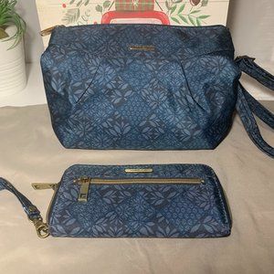 Travelon Crossbody and Wallet in Blue Floral Pattern